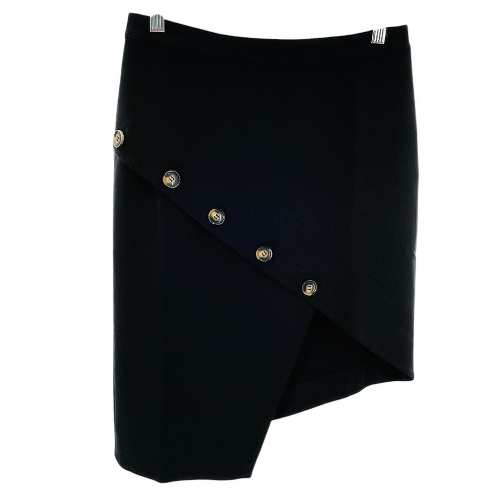 Lost April Black Asymmetrical Front Button Goth Avant Garde Mini Skirt M NWT